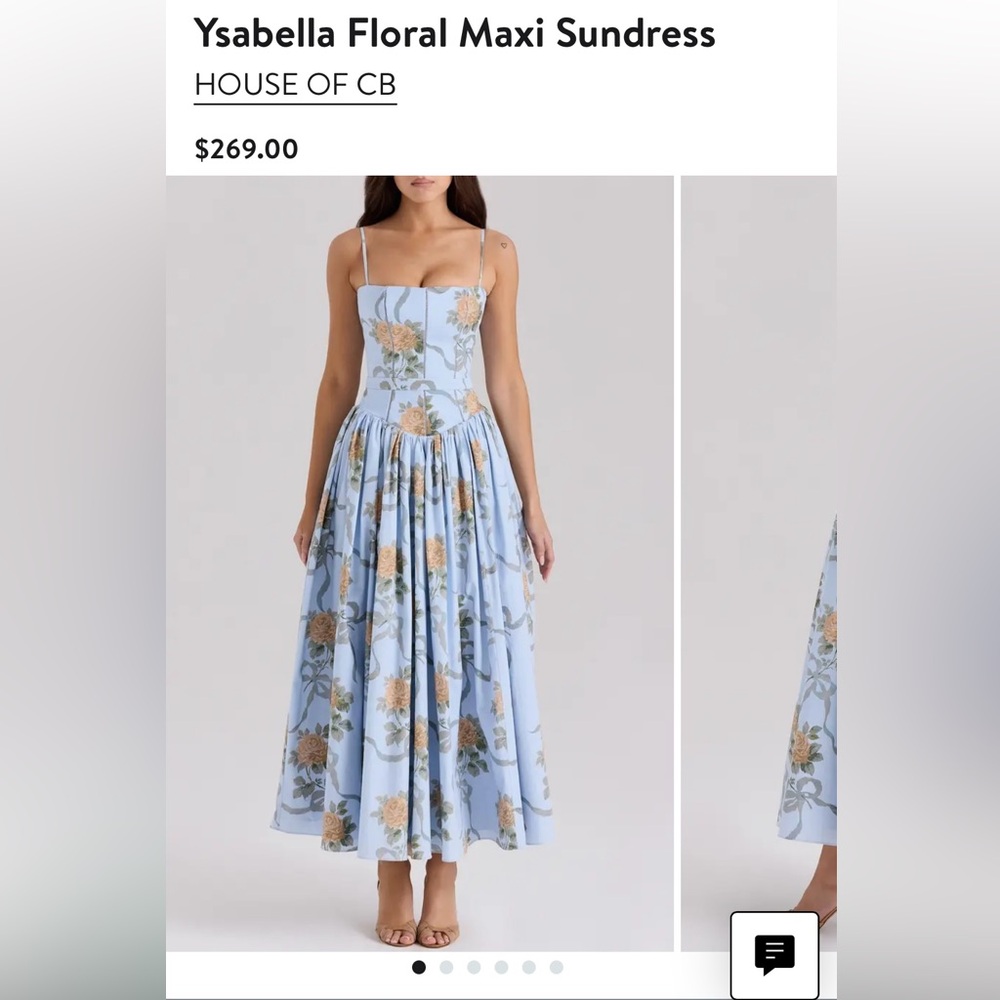 House of CB Ysabella Floral Blue Maxi Dress - Worn Once!